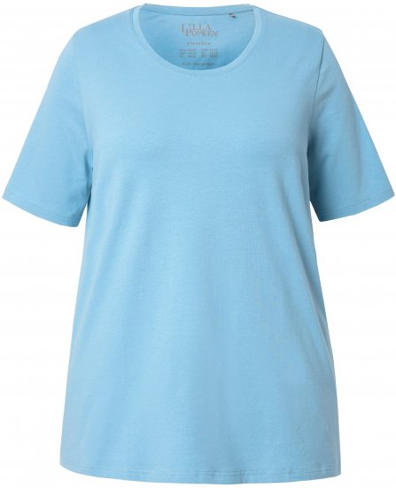 Ulla Popken Essential Round Neck Stretch Tee Light Teal - Marškinėliai - 