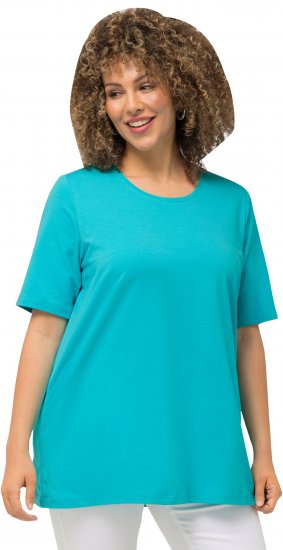 Ulla Popken Essential Round Neck Stretch Tee Deep Aqua - Marškinėliai - 