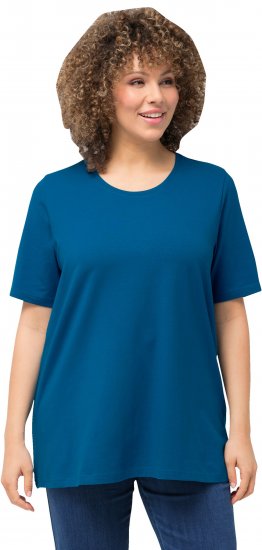 Ulla Popken Essential Round Neck Stretch Tee Medium Blue - Marškinėliai - 