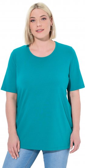 Ulla Popken Essential Round Neck Stretch Tee Teal - Marškinėliai - 