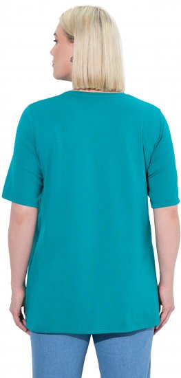 Ulla Popken Essential Round Neck Stretch Tee Teal - Marškinėliai - 