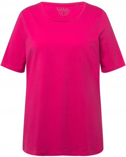 Ulla Popken Essential Round Neck Stretch Tee Fuchsia Pink - Marškinėliai - 