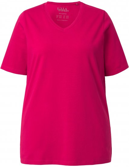 Ulla Popken Essential V-Neck Stretch Tee Dark Raspberry - Marškinėliai - 
