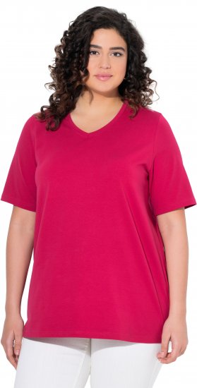 Ulla Popken Essential V-Neck Stretch Tee Dark Raspberry - Marškinėliai - 