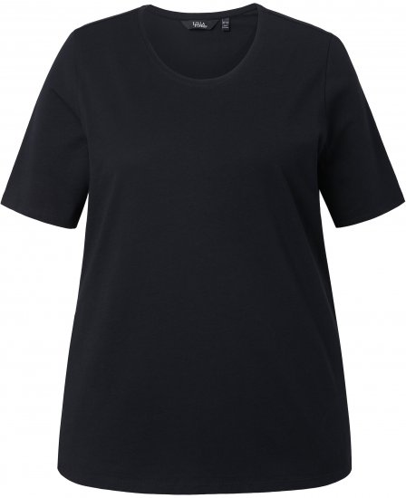 Ulla Popken Scoop Neck Short Sleeve Tee Black - Marškinėliai - 