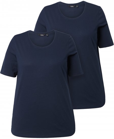 Ulla Popken Scoop Neck Short Sleeve Tee Navy - Marškinėliai - 