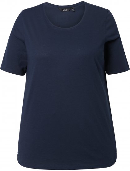 Ulla Popken Scoop Neck Short Sleeve Tee Navy - Marškinėliai - 