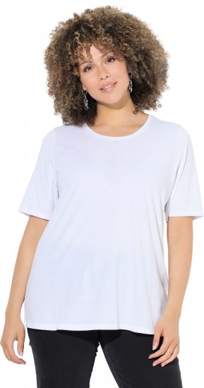 Ulla Popken Scoop Neck Short Sleeve Tee White - Marškinėliai - 