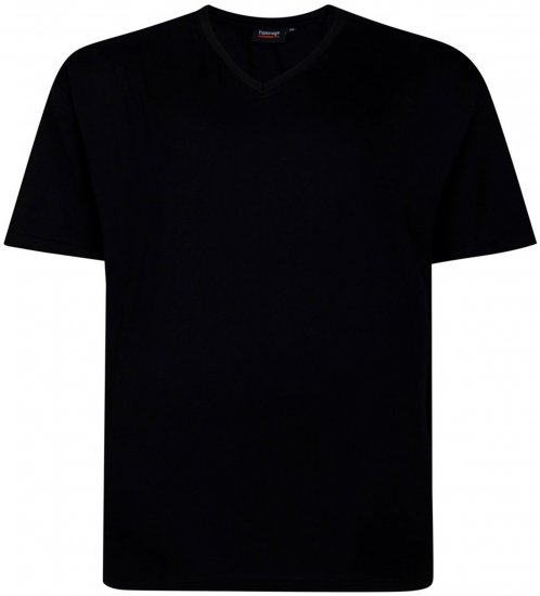 Espionage T016 Plain V-Neck T-Shirt Black - Didelių dydžių vyriški marškinėliai be spaudinių - Didelių dydžių vyriški marškinėliai be spaudinių