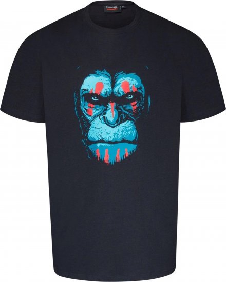 Espionage T415 Chimp Printed T-Shirt Navy - Didelių vyrų marškinėliai su spaudiniais - Didelių vyrų marškinėliai su spaudiniais
