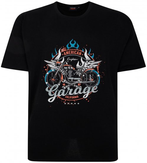 Espionage T426 Garage Printed T-Shirt Black - Didelių vyrų marškinėliai su spaudiniais - Didelių vyrų marškinėliai su spaudiniais