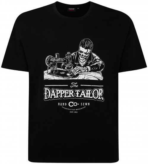 Espionage T426 Dapper Tailor Printed T-Shirt Black - Didelių vyrų marškinėliai su spaudiniais - Didelių vyrų marškinėliai su spaudiniais