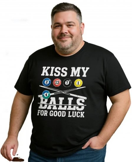 Espionage T436 Good Luck Kiss Printed T-Shirt Black - Marškinėliai - Marškinėliai - 2XL-14XL