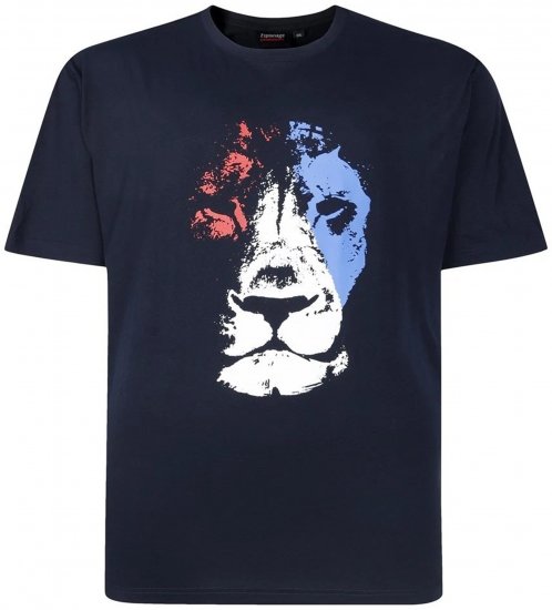 Espionage T440 Abstract Lion Printed T-Shirt Navy - Didelių vyrų marškinėliai su spaudiniais - Didelių vyrų marškinėliai su spaudiniais