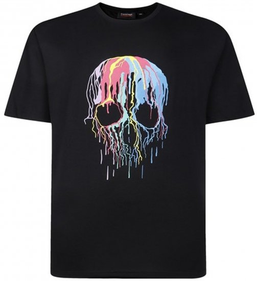 Espionage T445 Dripping Skull Printed T-Shirt Black - Didelių vyrų marškinėliai su spaudiniais - Didelių vyrų marškinėliai su spaudiniais