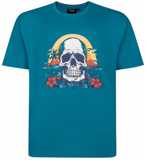 Espionage T452 Skull Island Printed T-Shirt Jade - Didelių vyrų marškinėliai su spaudiniais - Didelių vyrų marškinėliai su spaudiniais