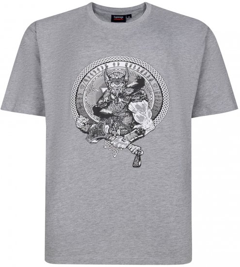 Espionage T453 Thors Hammer Printed T-Shirt Grey - Didelių vyrų marškinėliai su spaudiniais - Didelių vyrų marškinėliai su spaudiniais