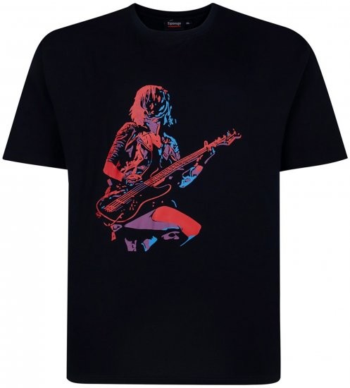 Espionage T454 Abstract Guitarist Printed T-Shirt Navy - Didelių vyrų marškinėliai su spaudiniais - Didelių vyrų marškinėliai su spaudiniais