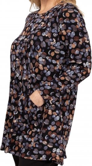 Scandinavian Caramel Flower Petals Tunic Copper and Blue - Spausdinti marškinėliai moterims - 