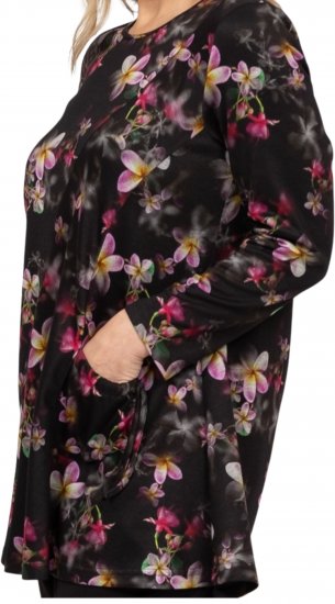 Scandinavian Caramel Flowers Tunic Red and Pink - Spausdinti marškinėliai moterims - 