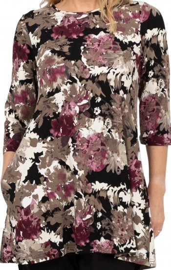 Scandinavian Caramel Flower Petals Tunic Brown - Spausdinti marškinėliai moterims - 