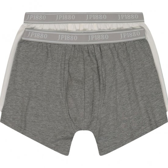 JP1880 Boxershorts Flexnamic OEKO-TEX Mid 2-Pack Grey/Off-White - Apatinis trikotažas ir plaukimo apranga - Apatinis trikotažas - 2XL-8XL