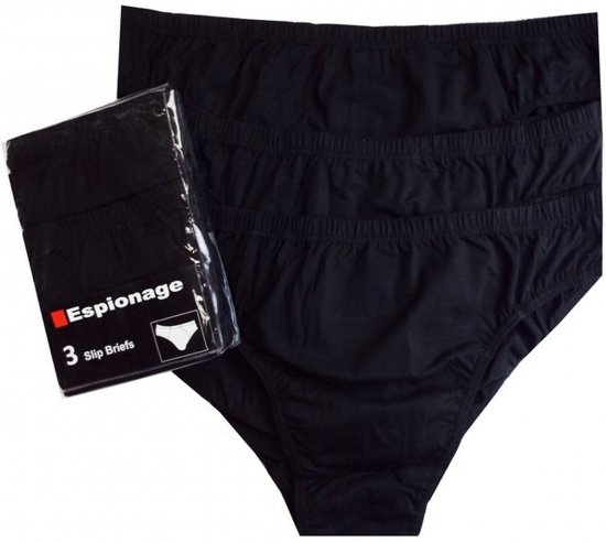 Espionage U002 3-Pack Slip Briefs Black - Trumpikės - Vyriškos trumpikės Dideli Dydžiai