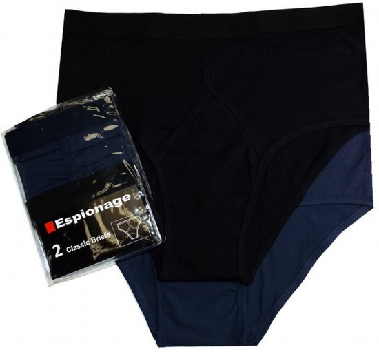 Espionage U003 2-Pack Y-Front Briefs Black/Navy - Trumpikės - Vyriškos trumpikės Dideli Dydžiai