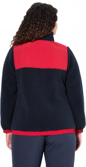 Ulla Popken Color Block Teddy Fleece Jacket Navy - Megztiniai ir džemperiai - 