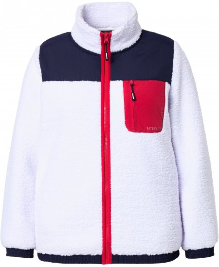 Ulla Popken Color Block Teddy Fleece Jacket Snow White - Megztiniai ir džemperiai - 