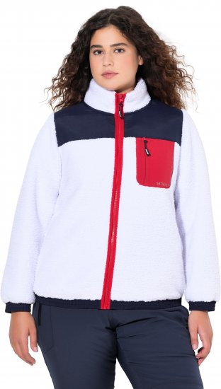 Ulla Popken Color Block Teddy Fleece Jacket Snow White - Megztiniai ir džemperiai - 