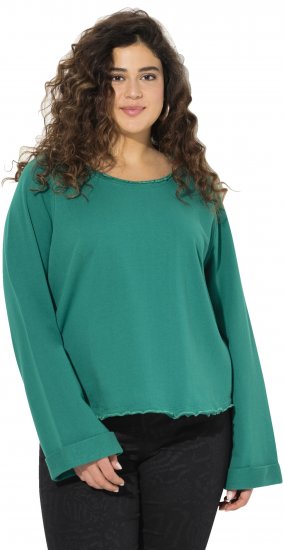 Ulla Popken Rolled Edge Long Sleeve Sweatshirt Emerald Green - Megztiniai ir džemperiai - 