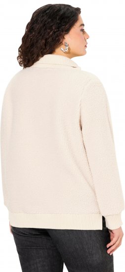 Ulla Popken Teddy Fleece Troyer Collar Sweatshirt Light Champagne - Megztiniai ir džemperiai - 