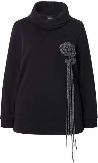 Ulla Popken Ribbon Detail Turtleneck Sweatshirt Black - Megztiniai ir džemperiai - 