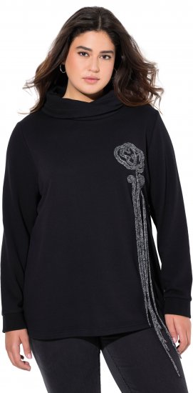 Ulla Popken Ribbon Detail Turtleneck Sweatshirt Black - Megztiniai ir džemperiai - 
