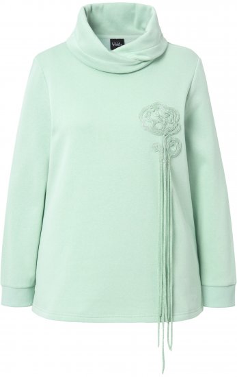 Ulla Popken Ribbon Detail Turtleneck Sweatshirt Mint Green - Megztiniai ir džemperiai - 