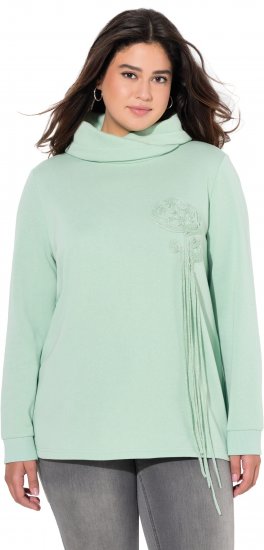 Ulla Popken Ribbon Detail Turtleneck Sweatshirt Mint Green - Megztiniai ir džemperiai - 