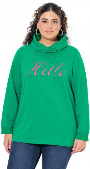 Ulla Popken HELLO Classic Fit Stand-Up Collar Sweatshirt Emerald Green - Megztiniai ir džemperiai - 