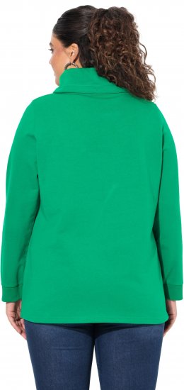 Ulla Popken HELLO Classic Fit Stand-Up Collar Sweatshirt Emerald Green - Megztiniai ir džemperiai - 