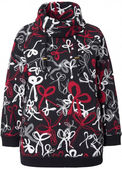Ulla Popken Ribbon Print Turtleneck Sweatshirt Black - Megztiniai ir džemperiai - 