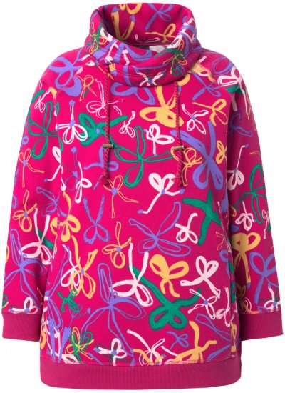 Ulla Popken Ribbon Print Turtleneck Sweatshirt Cherry Red - Megztiniai ir džemperiai - 