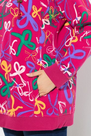 Ulla Popken Ribbon Print Turtleneck Sweatshirt Cherry Red - Megztiniai ir džemperiai - Jaukūs džemperiai ir megztiniai