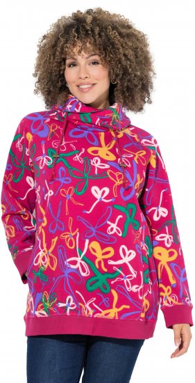 Ulla Popken Ribbon Print Turtleneck Sweatshirt Cherry Red - Megztiniai ir džemperiai - 