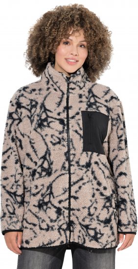 Ulla Popken Marble Print Teddy Fleece Jacket Dark Putty - Megztiniai ir džemperiai - 