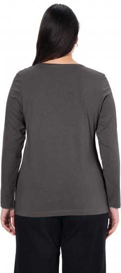 Ulla Popken Basic Round Neck Long Sleeve Slim Fit Cotton Tee Graphite Grey - Marškinėliai - 