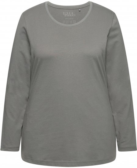 Ulla Popken Basic Round Neck Long Sleeve Slim Fit Cotton Tee Grey - Marškinėliai - 