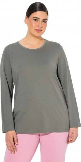 Ulla Popken Basic Round Neck Long Sleeve Slim Fit Cotton Tee Grey - Marškinėliai - 