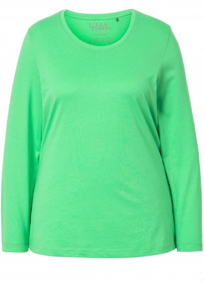 Ulla Popken Basic Round Neck Long Sleeve Slim Fit Cotton Tee Mint Green - Marškinėliai - 