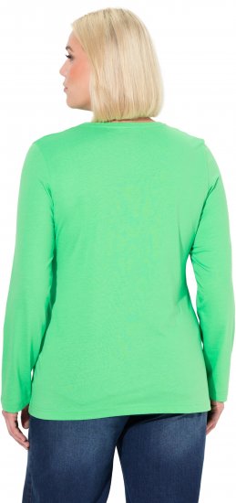 Ulla Popken Basic Round Neck Long Sleeve Slim Fit Cotton Tee Mint Green - Marškinėliai - 
