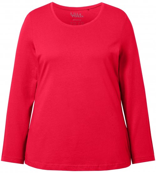 Ulla Popken Basic Round Neck Long Sleeve Slim Fit Cotton Tee Red - Marškinėliai - 